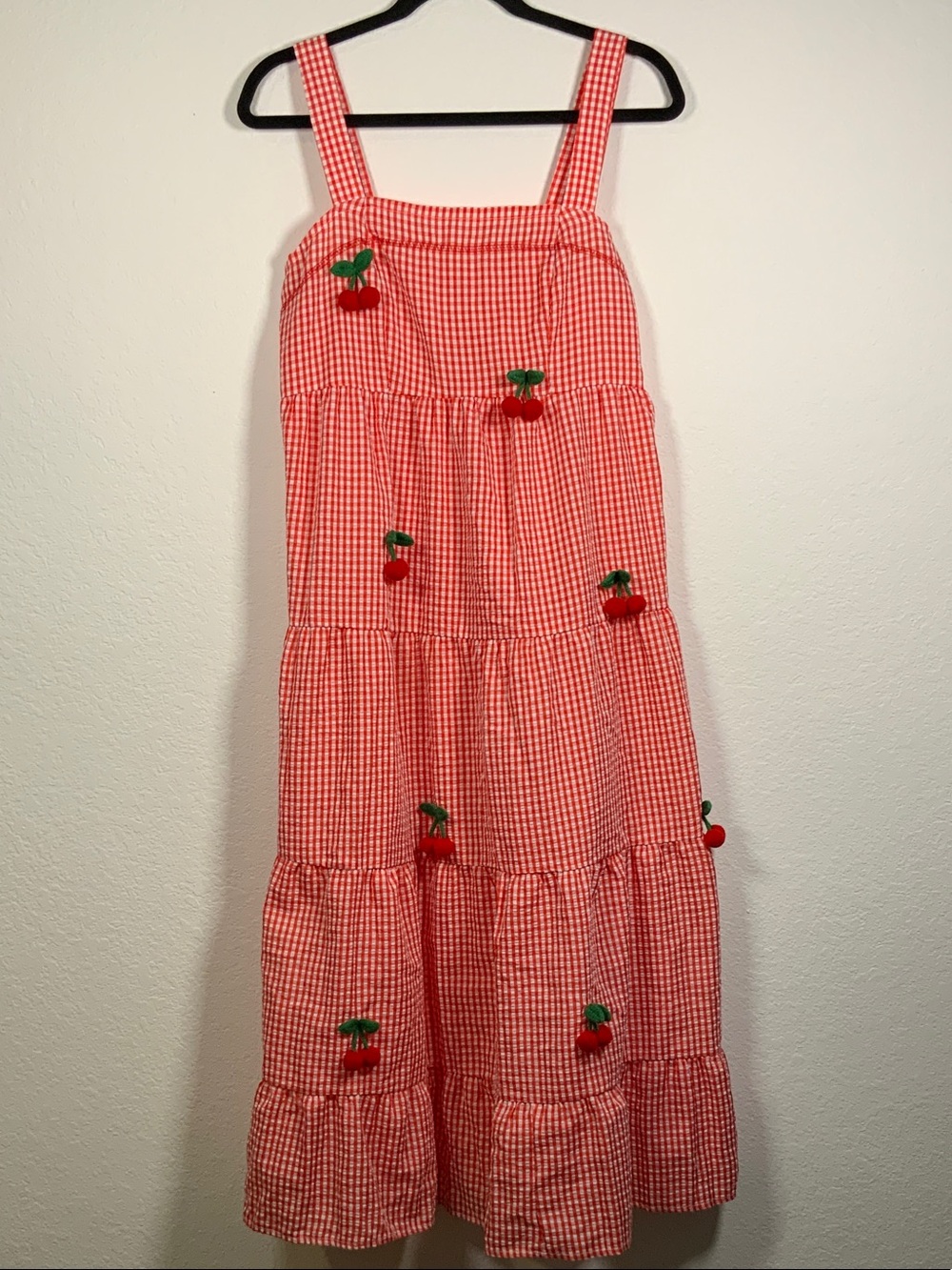 Women’s Red Gingham Cherry Tiered Sundress